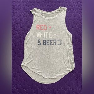 🌟❣️4/$10❣️🌟Small Grayson Threads - gray tank “Red, white, & Beer”